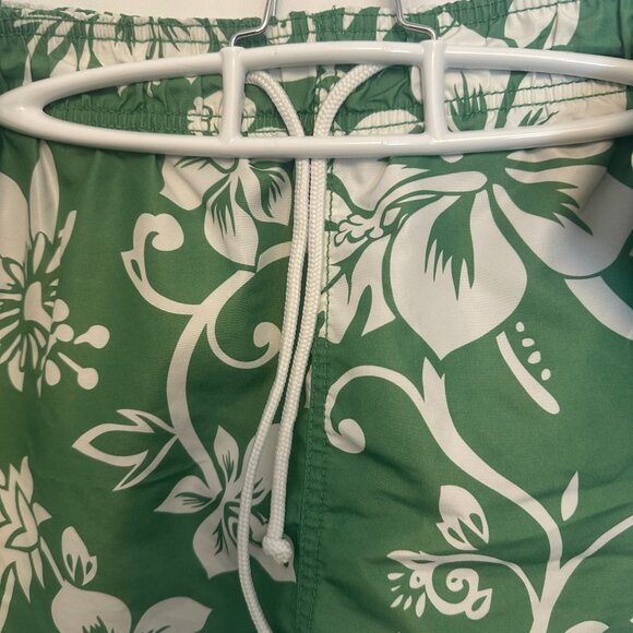 Old Navy, Mens Swim Trunks with Liner, Size XXL, Green with White floral - Picture 2 of 8
